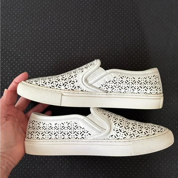 Tory Burch Lennon Laser Cut Slip-On White Sneakers - Picture 7 of 8